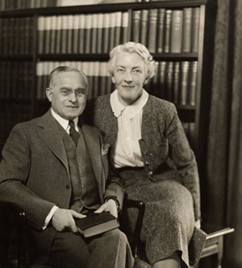 Felix and Marion Frankfurter pose in his office at Harvard Law School in January 1939, shortly after his nomination to the Supreme Court.