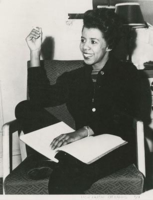 Dramatist Lorraine Hansberry at the opening of her play, A Raisin in the Sun, in New Haven, Connecticut, 1959. Ms. Hansberry became the first Black female author to have a play on Broadway and it received four Tony Award nominations the following year, including Best Play.