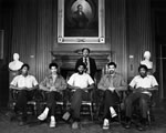 Building Support Staff Posing While Setting Up for the Group Photograph, January 1976