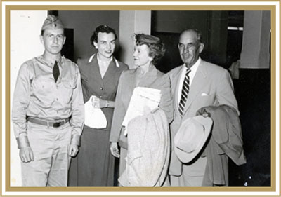 Mr. and Mrs. Harry Day (at right) pay a visit to the O’Connors in Frankfurt, Germany.